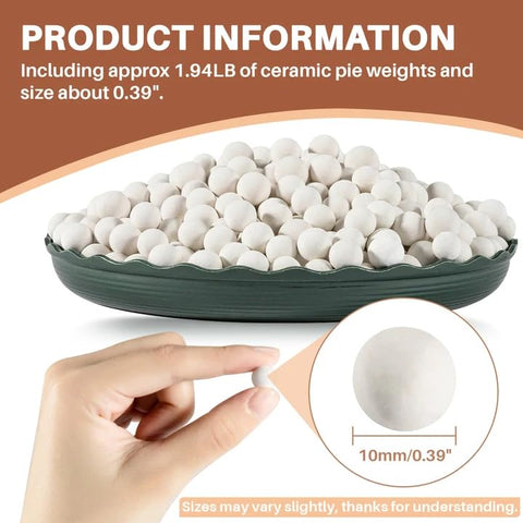 Sukh pie weights provide weighted crust stability for flat, even bake.