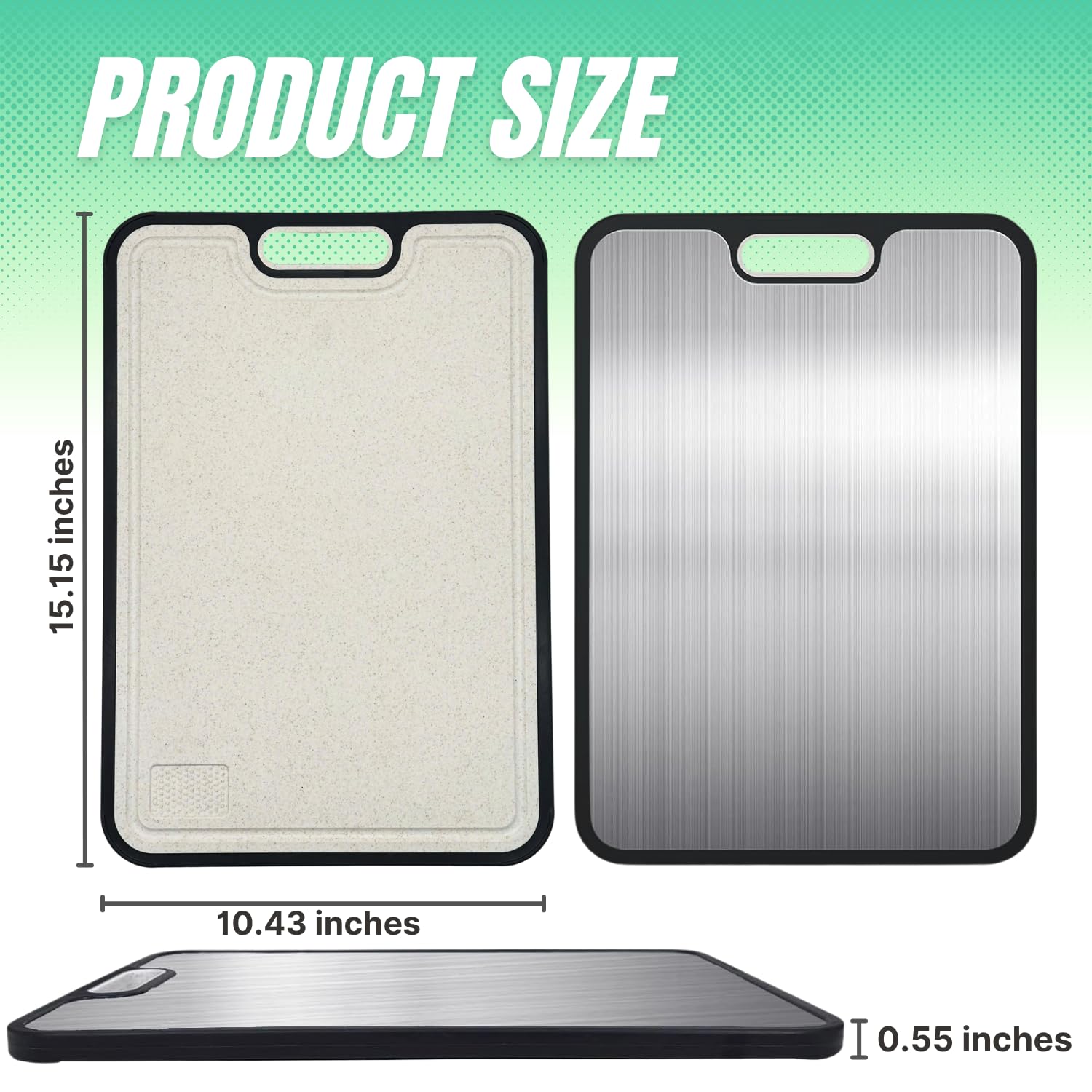 SULANDI titanium cutting board surface close-up highlights stain- and odor-resistance.