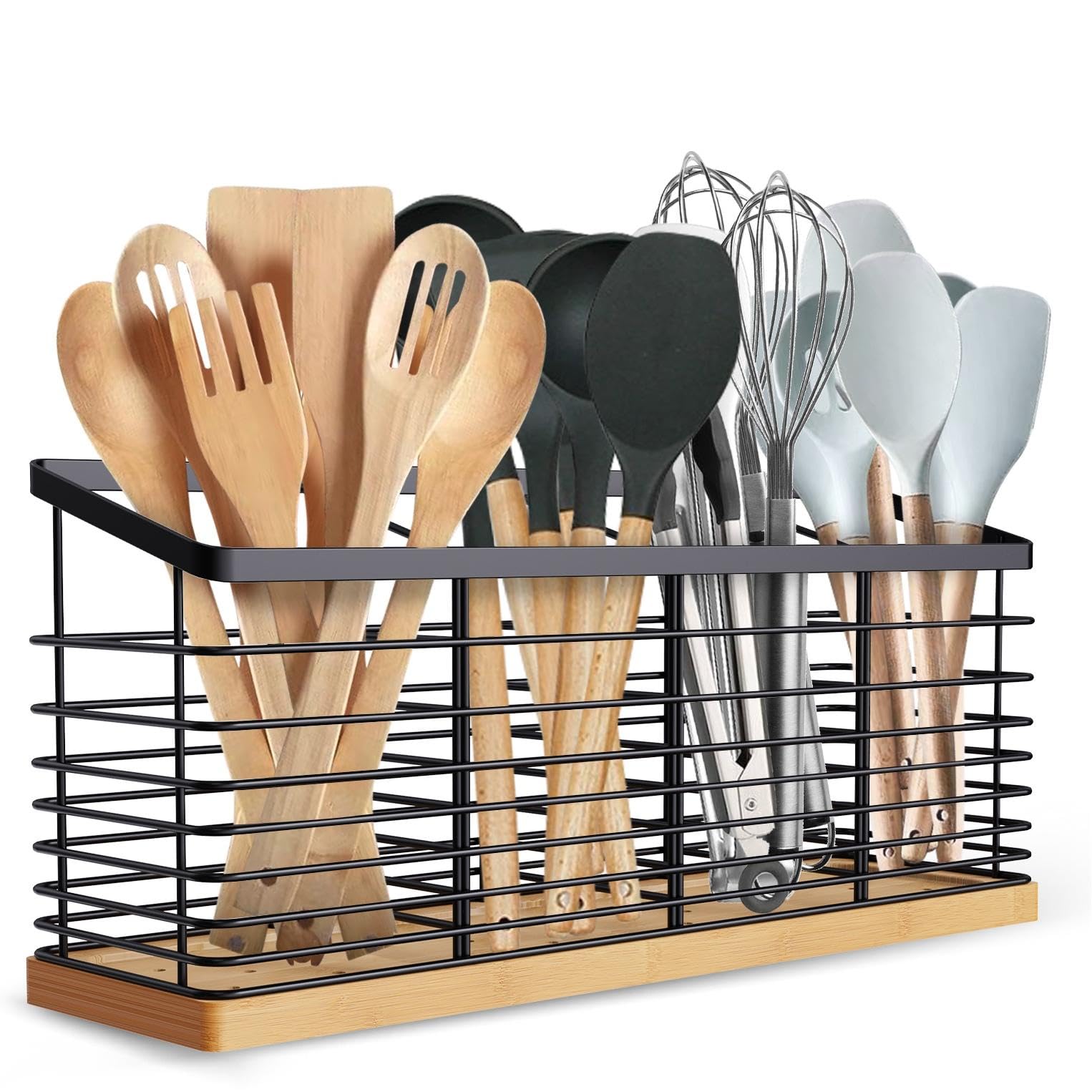 Suli extra-large utensil holder with four compartments keeps spatulas organized on the counter