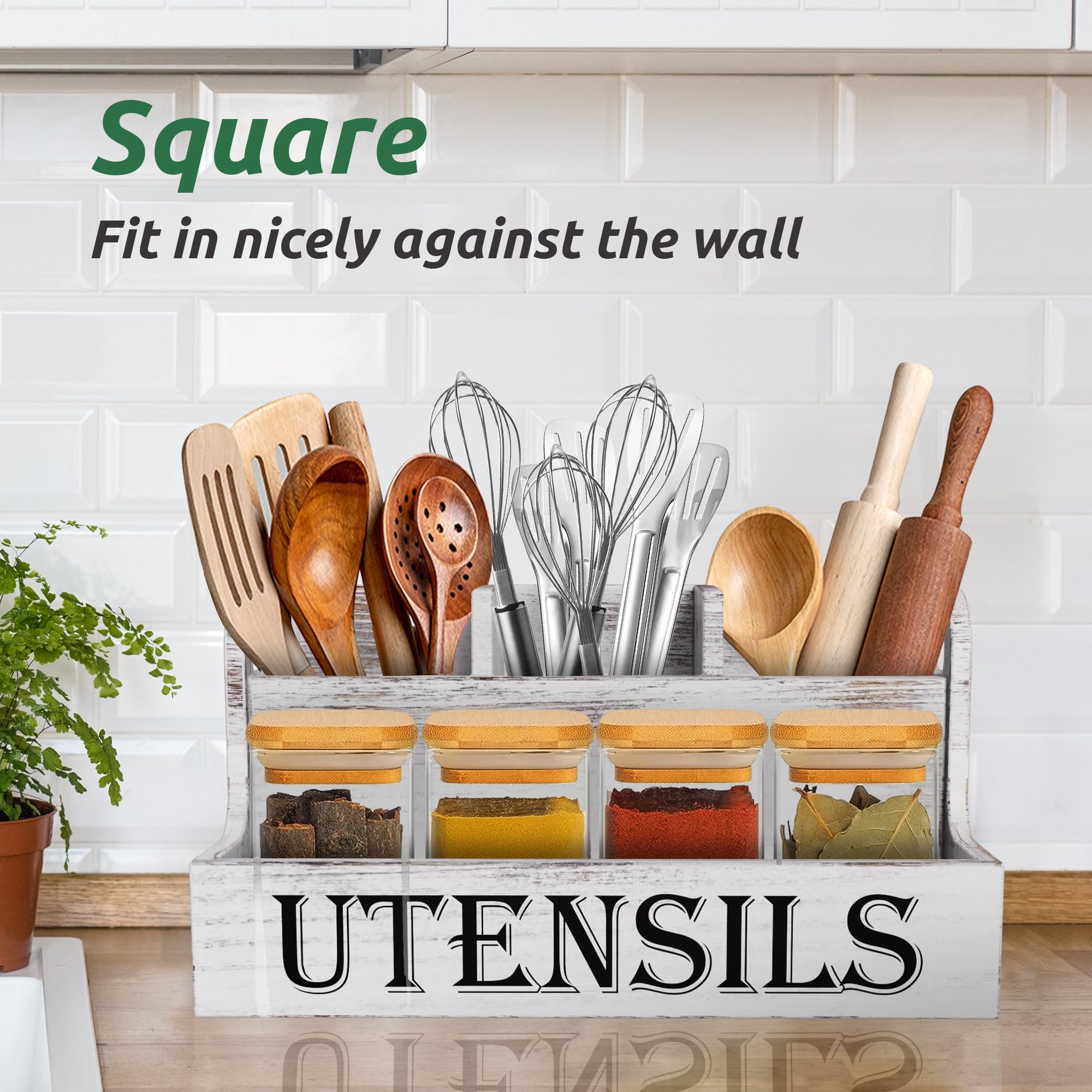 Suli oil bottles and utensils storage keeps counter tidy and accessible.