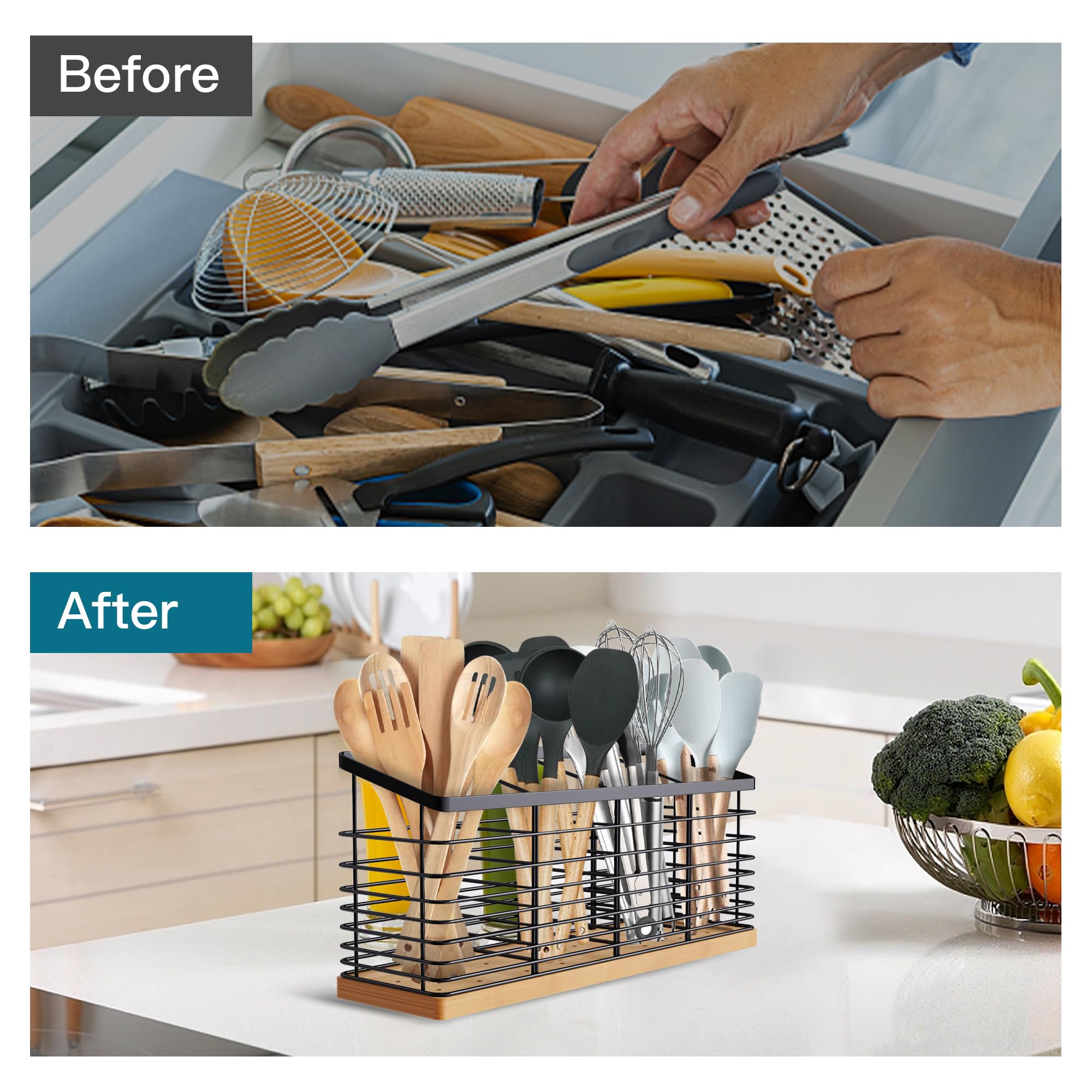 Suli open-wire design promotes airflow to keep utensils dry