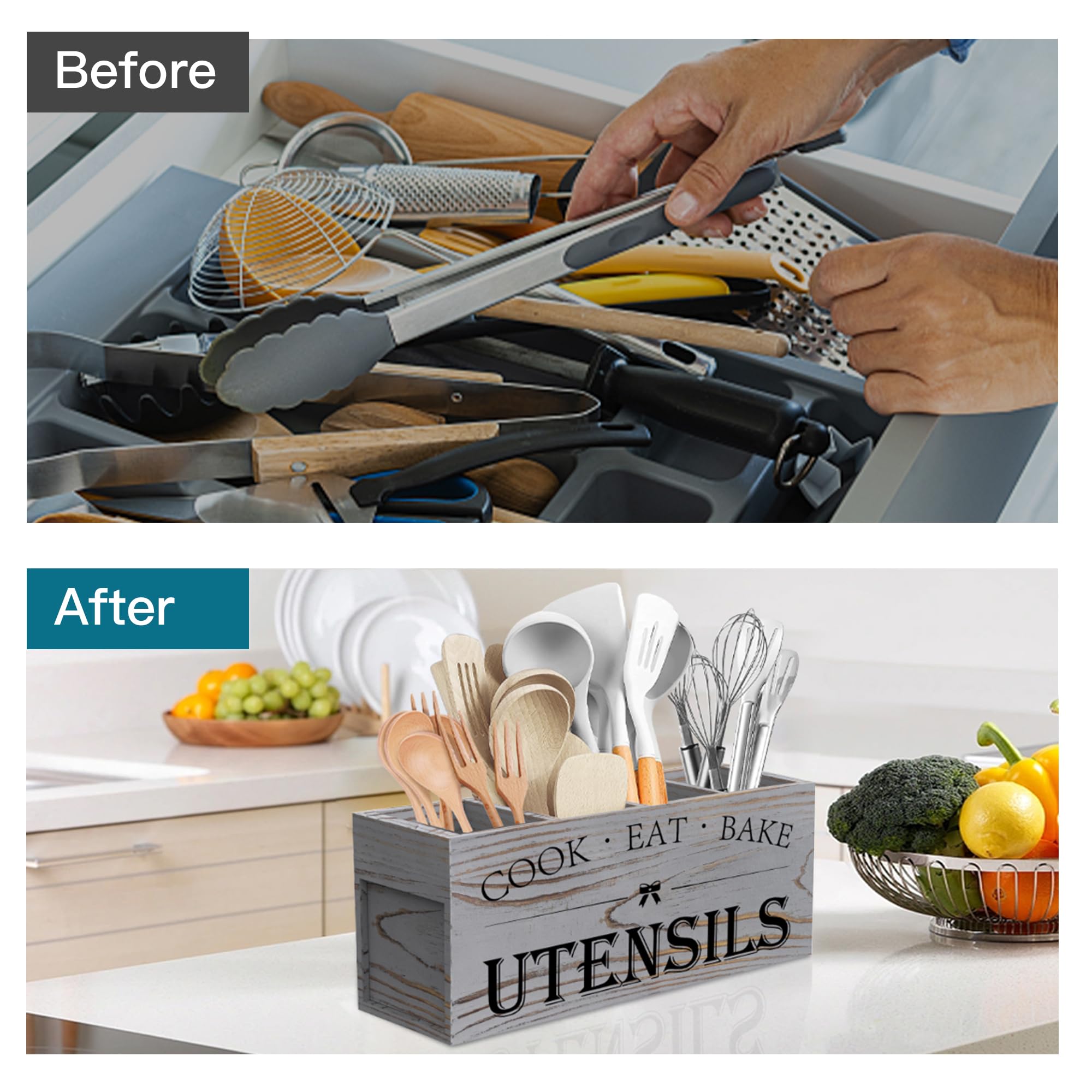 Suli utensil holder with removable divider for easy cleaning