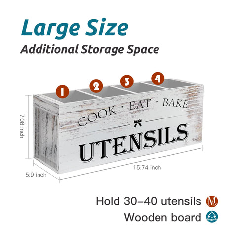 Suli wooden utensil organizer on counter maximizing space and order.