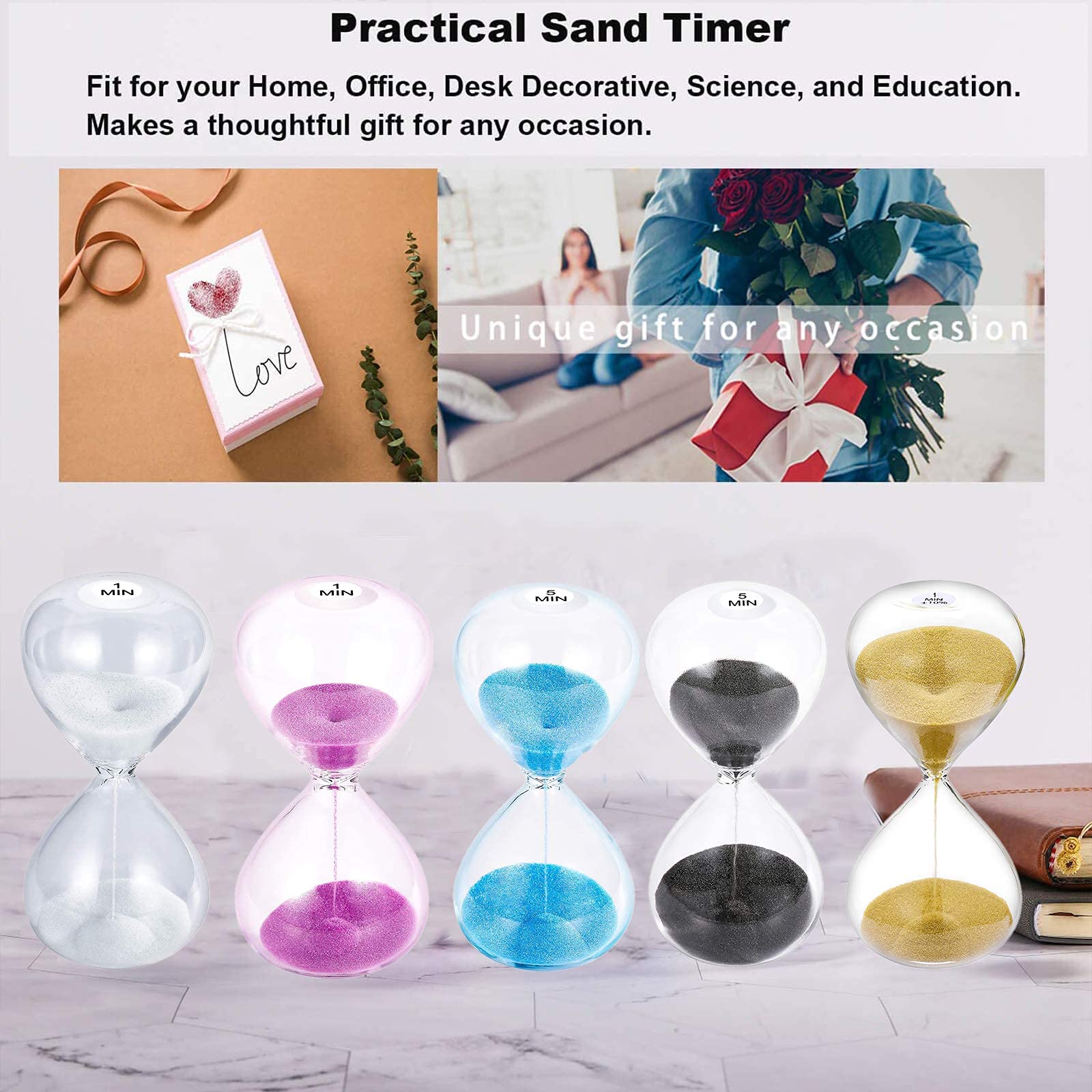 SuLiao hourglass front view showing time marks for learning