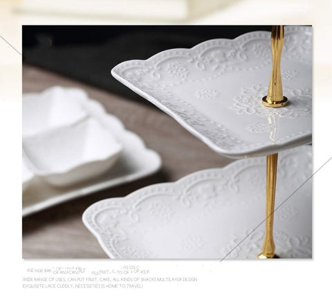 Sumerflos 10-inch bottom platter provides sturdy support and dramatic dessert layering.