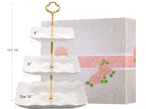 Sumerflos elegant relief-pattern cake stand adds visual appeal to cupcakes and fruits.