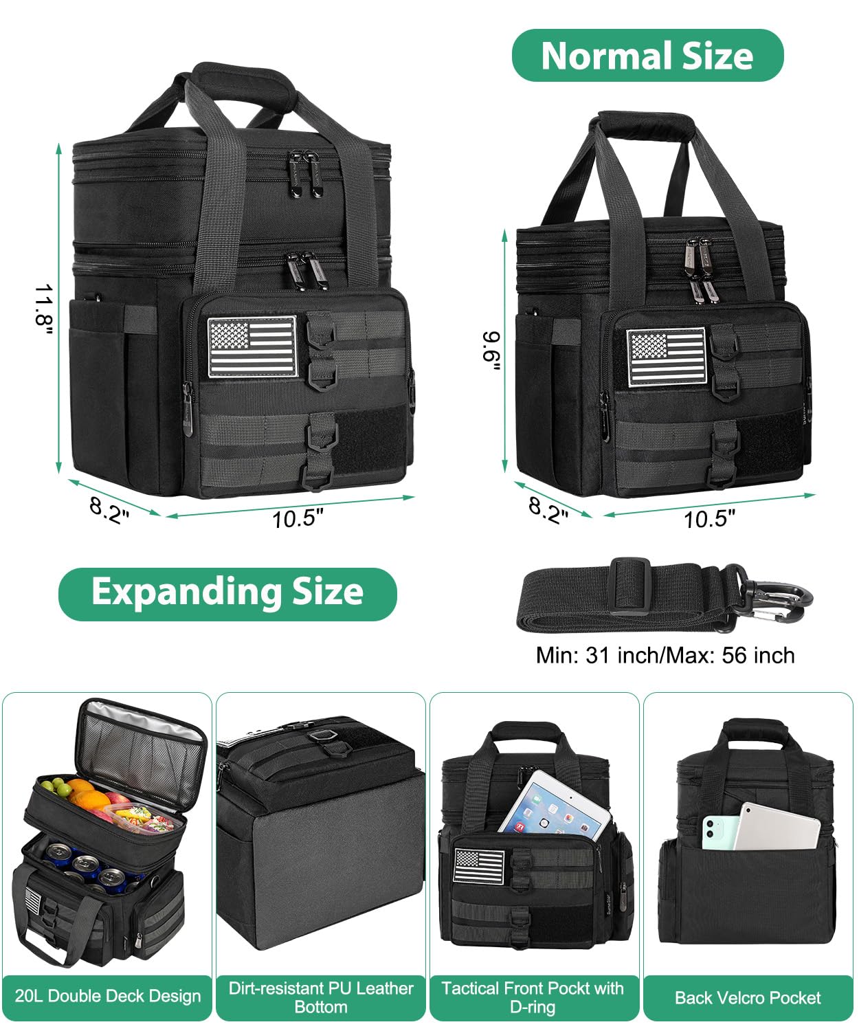 Sumestar Lunch Box water-resistant Oxford fabric protects contents.