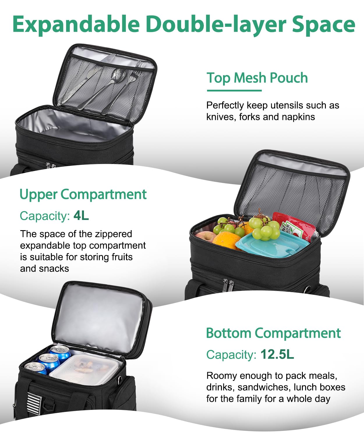 Sumestar Tactical Lunch Box extendable top layer adds extra height.