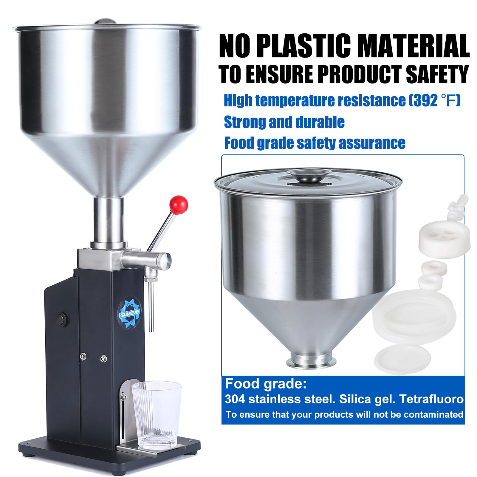 Sumeve A03 Pro food grade hopper withstands high temperatures for safe processing.