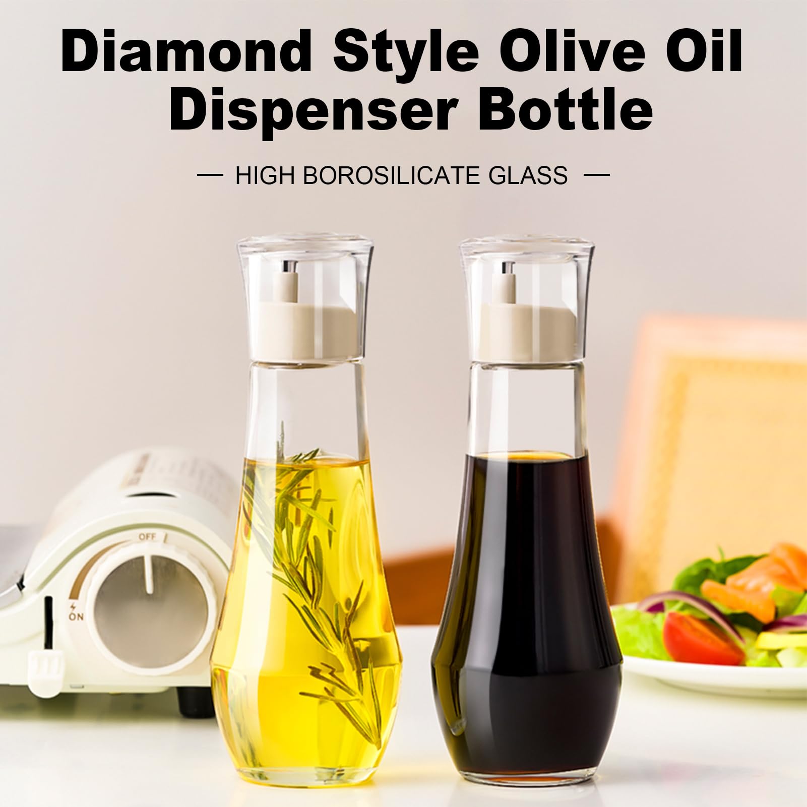 Summark Diamond design glass bottle with dust cap keeps oil protected