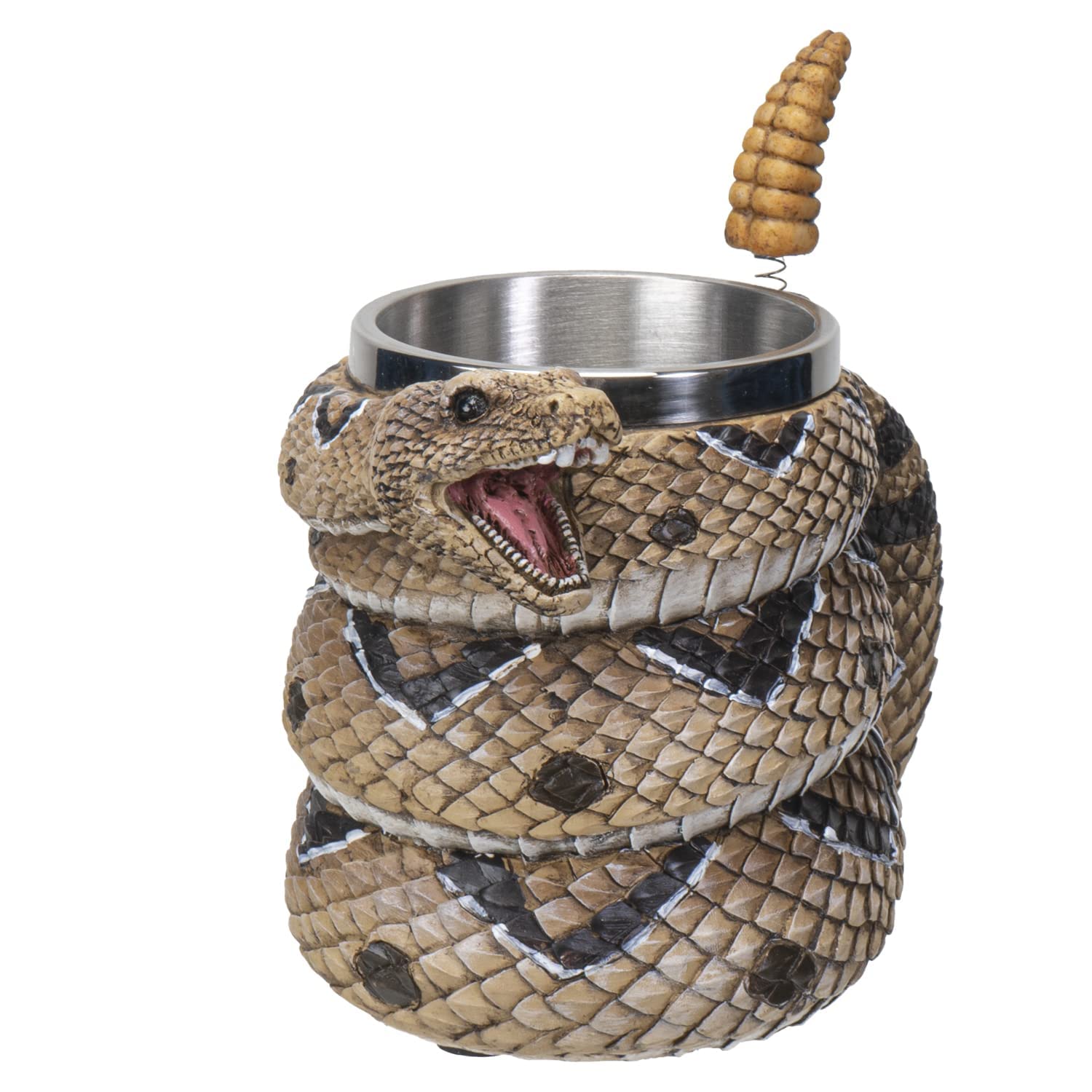 SUMMIT COLLECTION rattlesnake mug displays a coiled serpent, ideal for dramatic coffee rituals