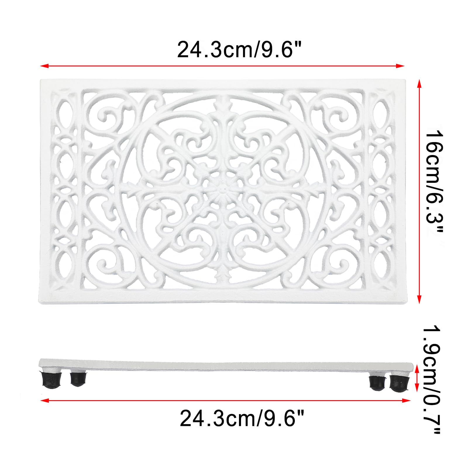 Sumnacon trivet with cushioned rubber feet prevents slipping.