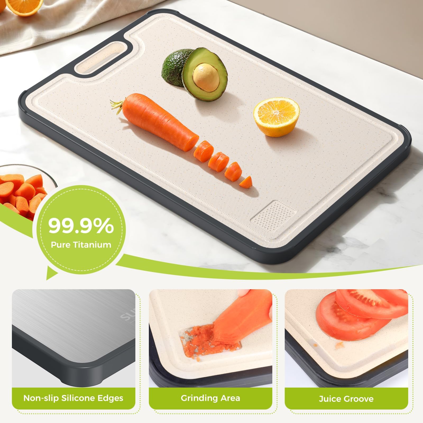 Sumzzz cutting board shows a hanging loop for easy storage.
