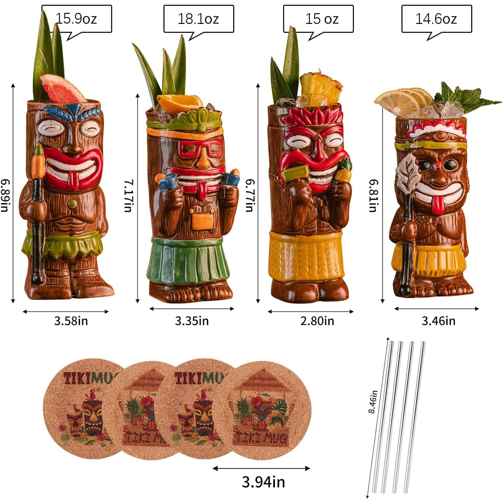 SUN GKOTTA tiki mug coasters safeguard surfaces during lively gatherings.