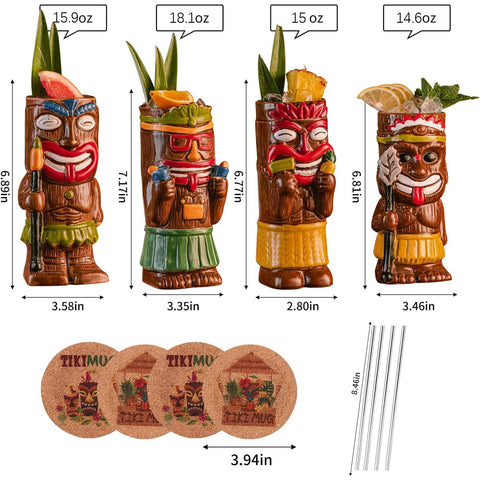 SUN GKOTTA tiki mug coasters safeguard surfaces during lively gatherings.
