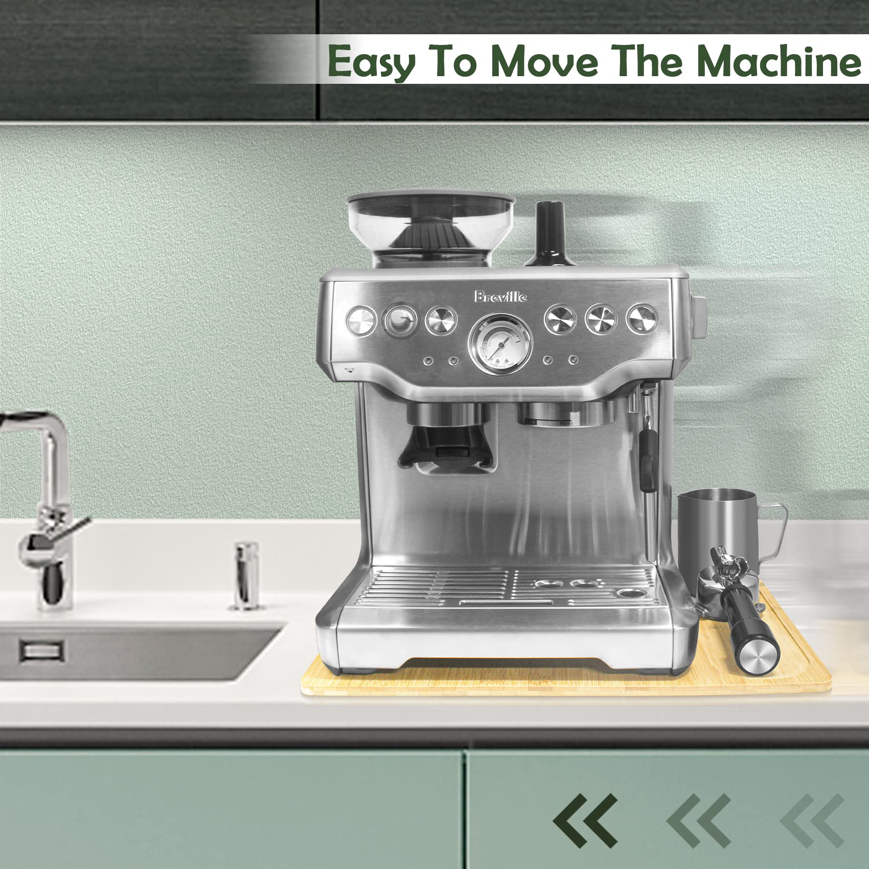 Sun3drucker bamboo surface stays smooth and protects your espresso machine.