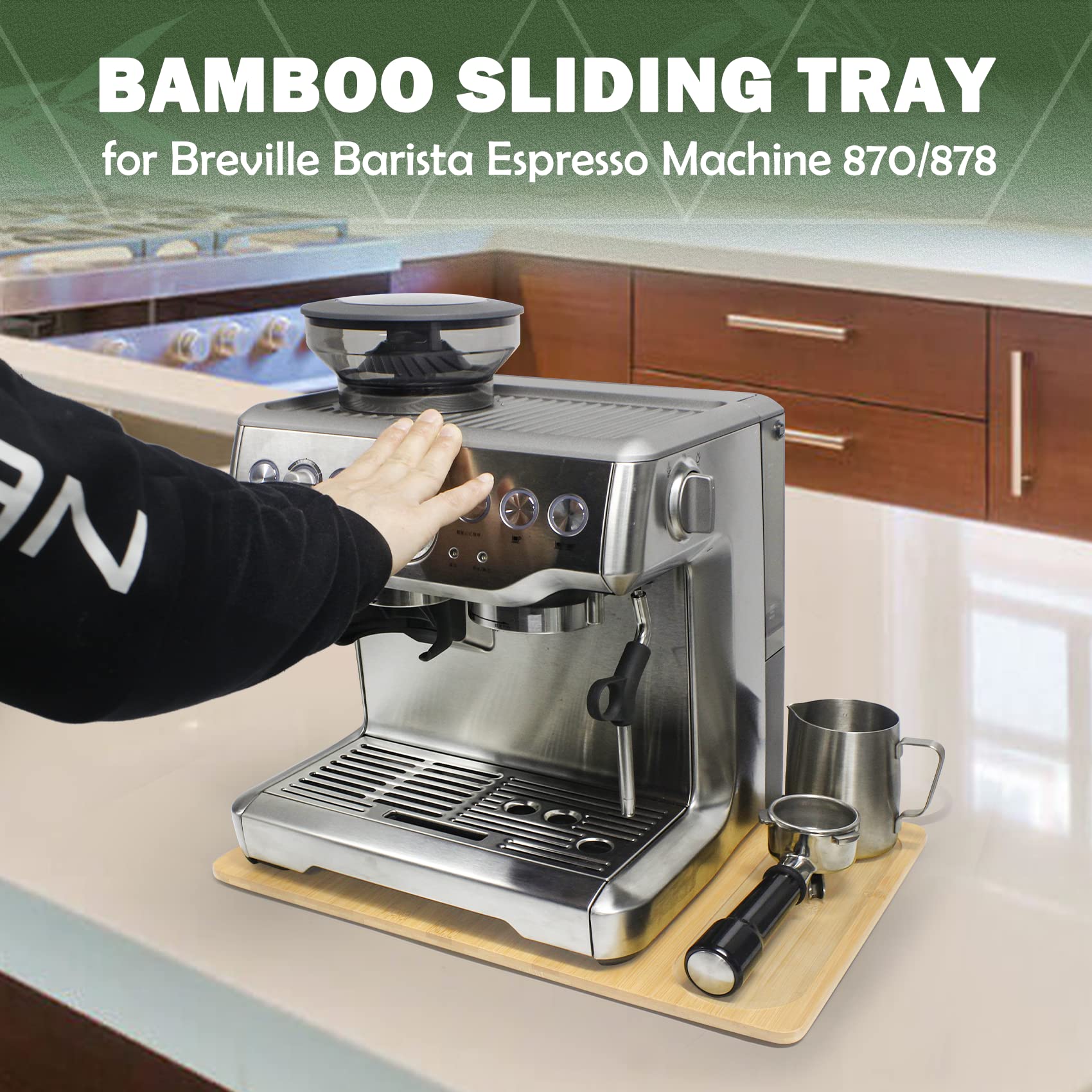 Sun3drucker under-cabinet coffee maker mover supports Breville Barista Pro.