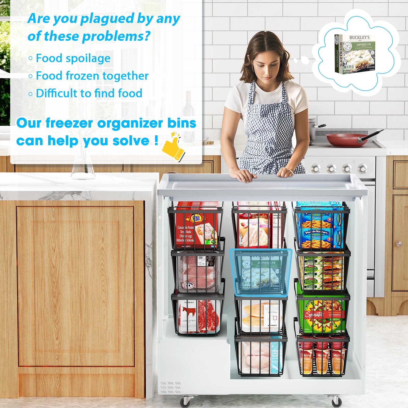 Sunally organize frozen vegetables and meats with these durable baskets