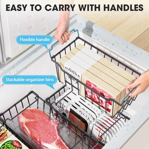 SUNALLY reinforced-bottom bin with crossbars protects freezer interior.