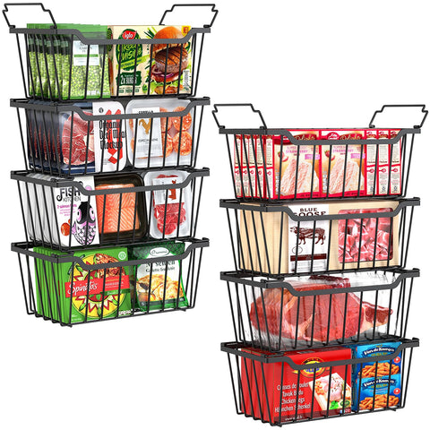 Sunally stackable freezer bins in a chest freezer showing easy reach