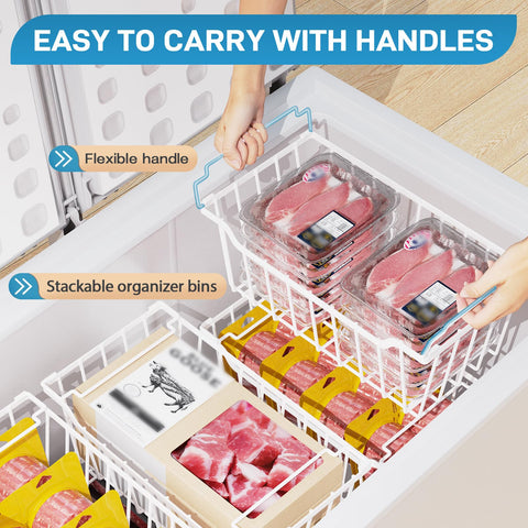 Sunally freezer bin with sturdy handles allows easy pull-out from the back.