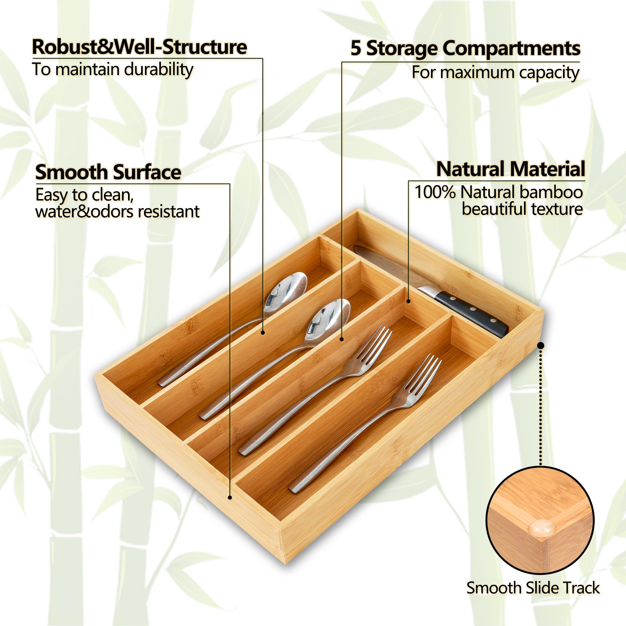 Sunbreath drawer organizer five compartments side view for easy access
