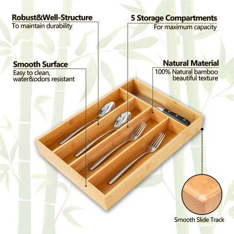 Sunbreath drawer organizer five compartments side view for easy access