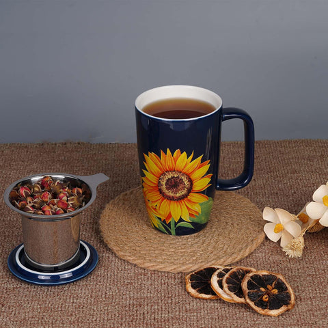 Blue Sunddo mug ideal for brewing loose leaf tea at home or office