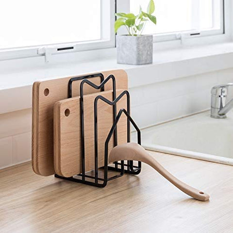 SUNFICON cutting board rack front view shows organized boards for easy access
