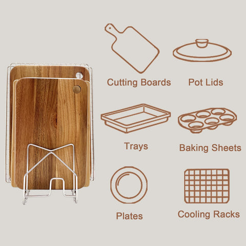 SUNFICON lids and pans organizer stores multiple lids and pans efficiently.