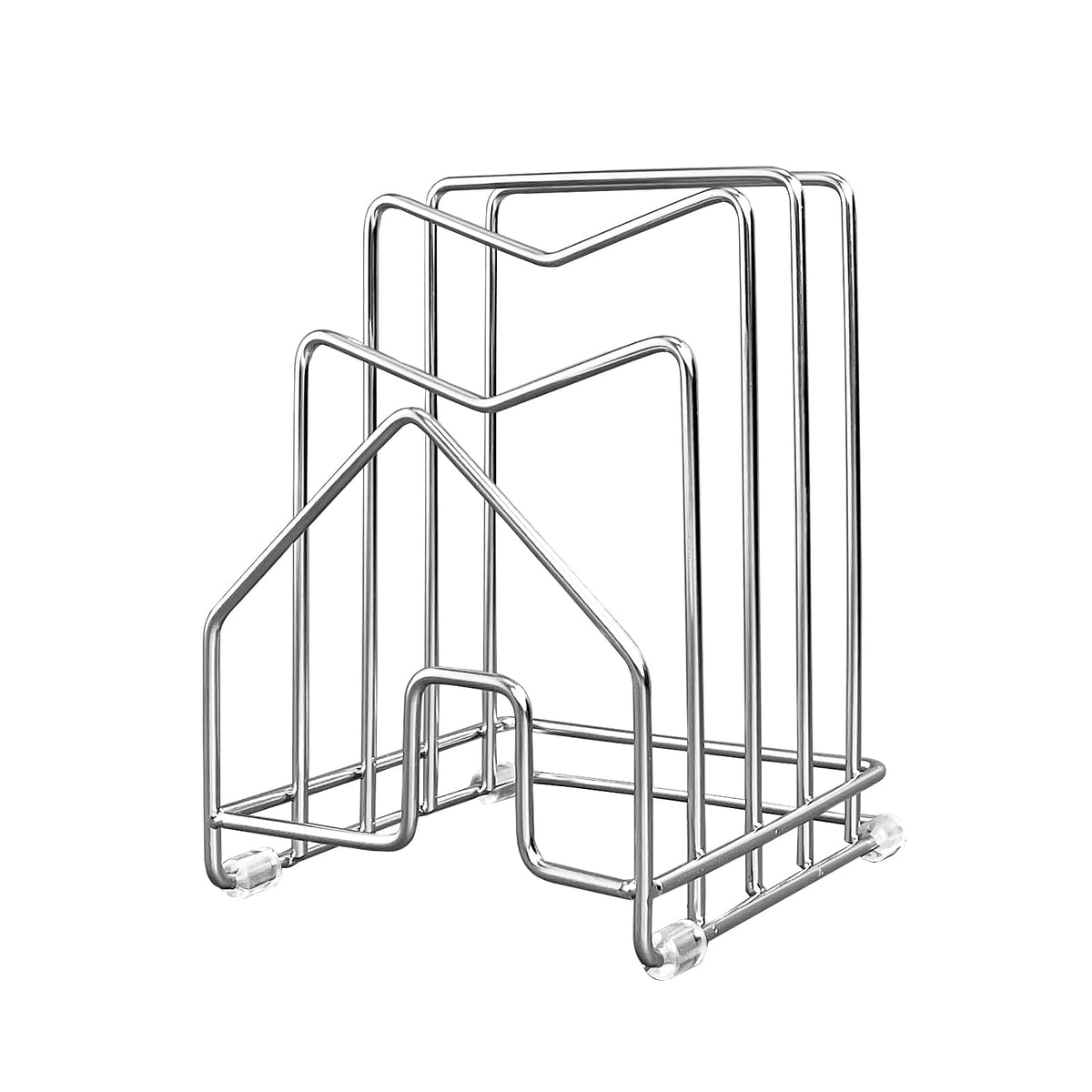 SUNFICON pot lid organizer inside cabinet keeps lids neatly stacked and within easy reach.