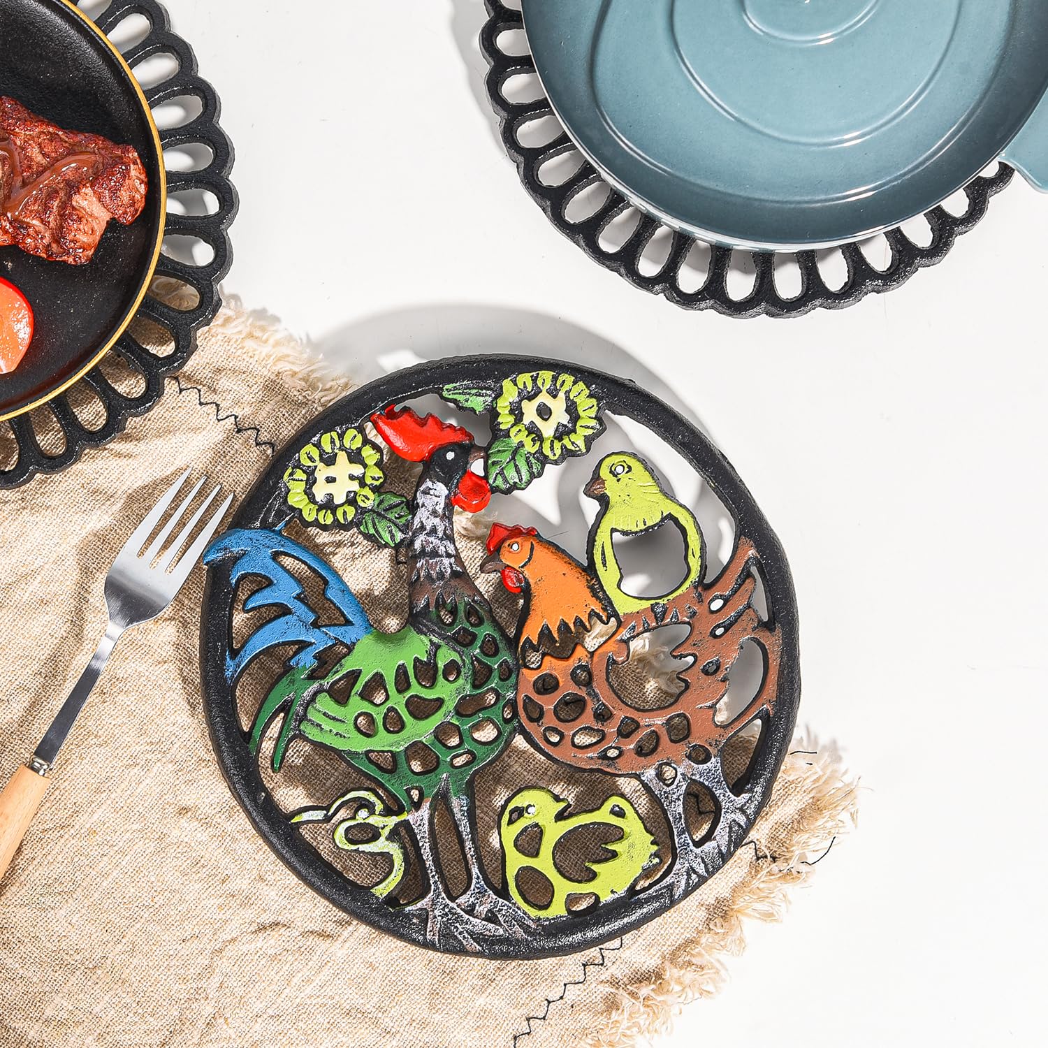 Sungmor cast iron trivet round 8-1 inch, ideal for hot pots.