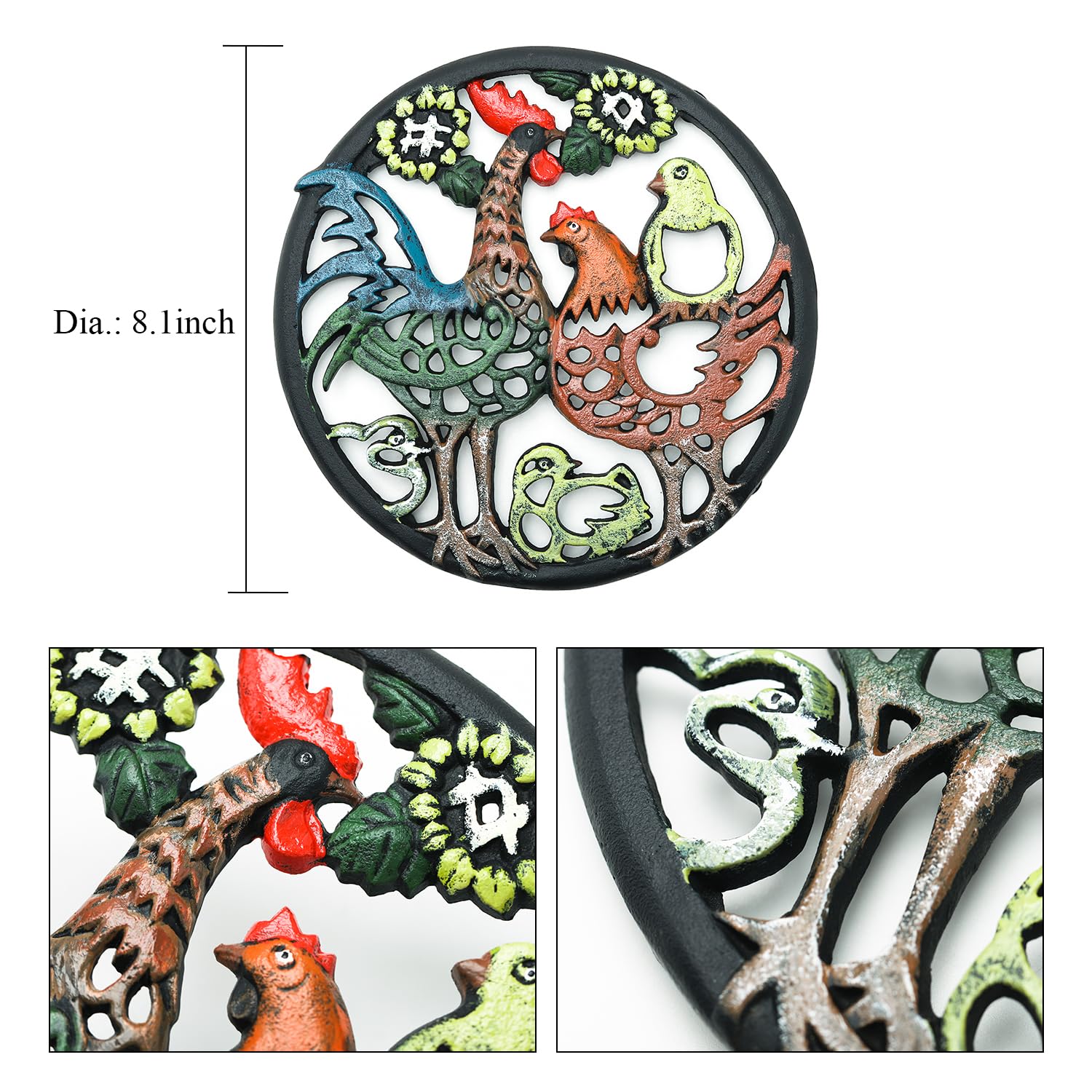 Sungmor cast iron trivet vintage coating evokes retro rustic charm.