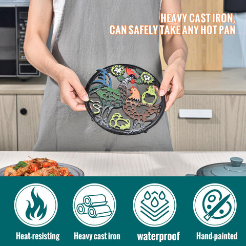 Sungmor trivet on kitchen table with hot pot demonstrates surface protection.