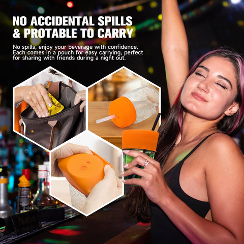 SunGrace cover with straw hole highlights spill-prevention feature for on-the-go use.