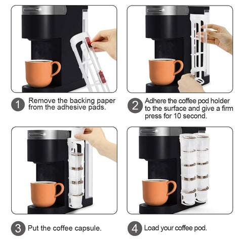 Sungrace K-Cup Holder with 3M adhesive pads for simple, clean installation.