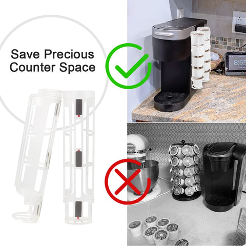 Sungrace transparent organizer frees counter space for a tidy kitchen.