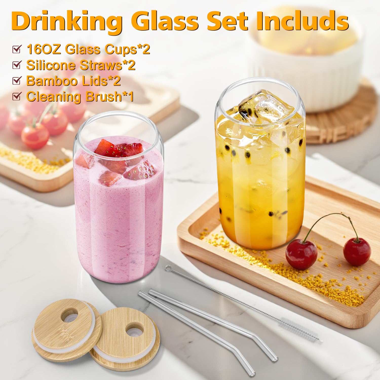 Sungwoo glass cups inside view shows crystal-clear glass for cocktails and coffee.