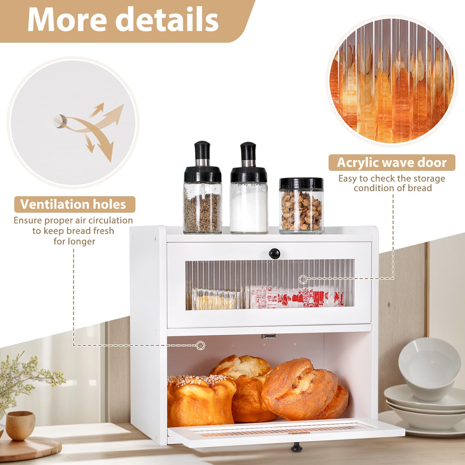 Sunhoo bread box acrylic window highlights interior, reducing frequent opening.