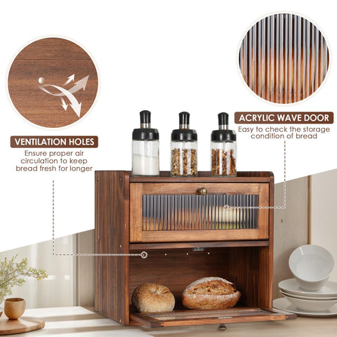 Sunhoo bread box flat top design provides extra surface on the counter