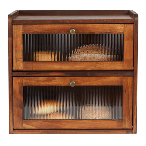Sunhoo bread box with large capacity wooden design for kitchen counter storage