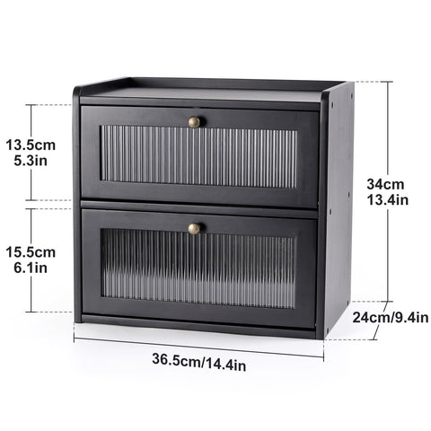 Sunhoo two‑layer bread box design enabling organized countertop storage
