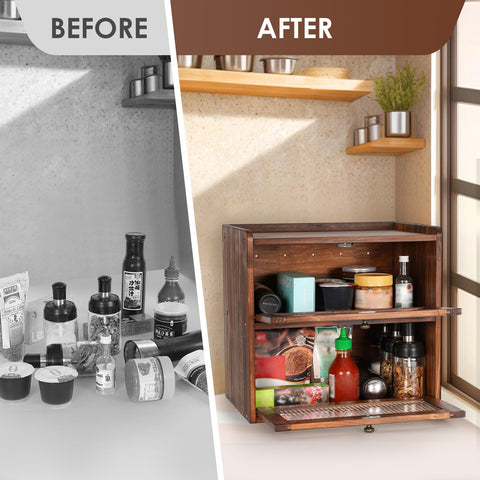 Sunhoo bread box two layer storage for organized items