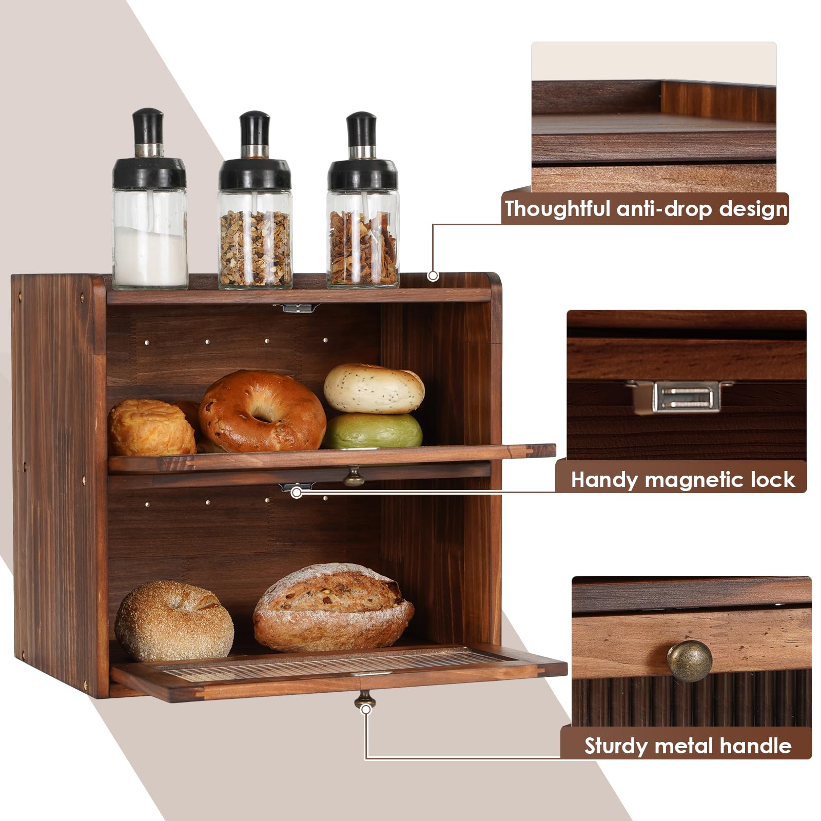 Sunhoo bread box ventilation holes regulate humidity to keep bread fresh