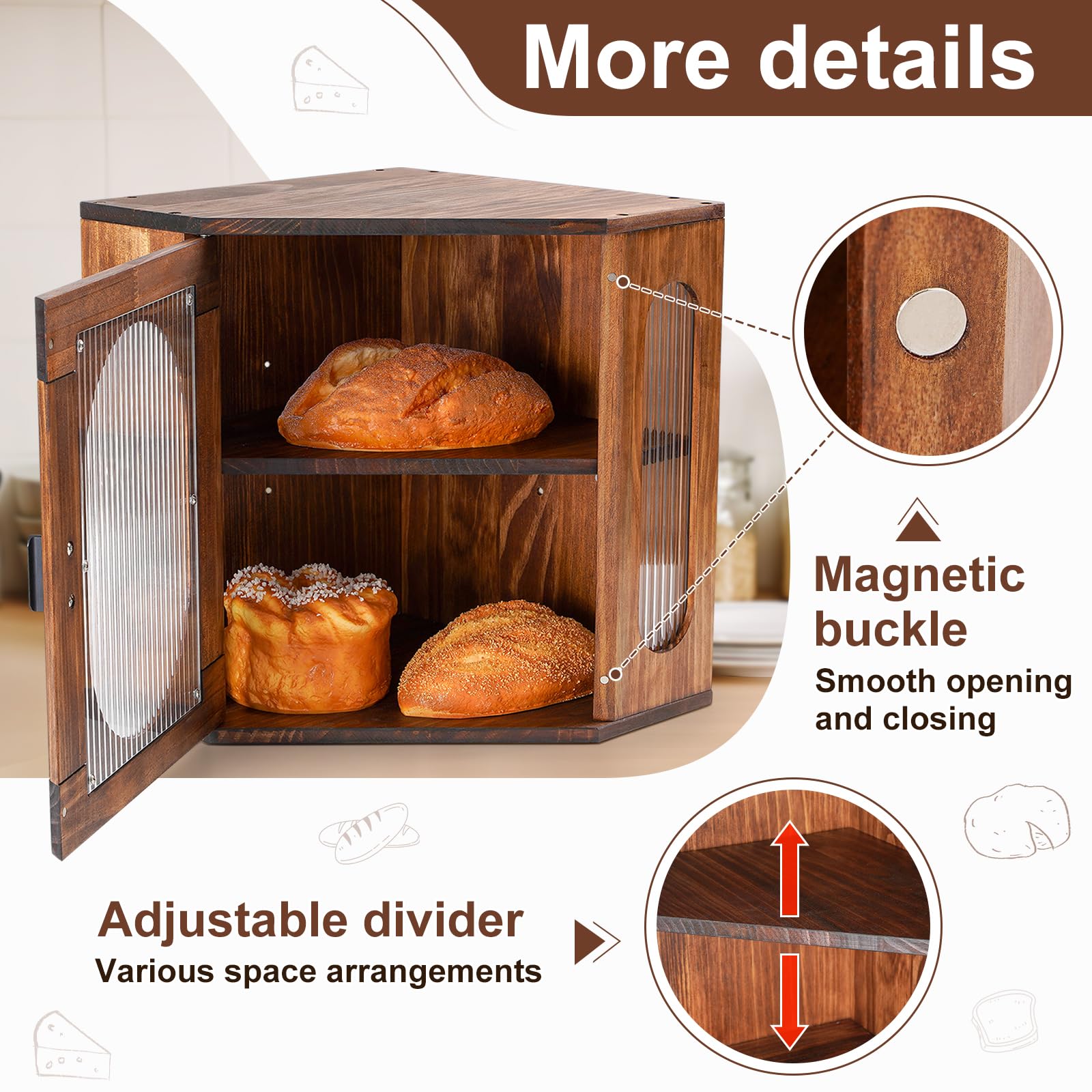 Sunhoo wooden farmhouse brown bread box adds vintage charm to kitchen