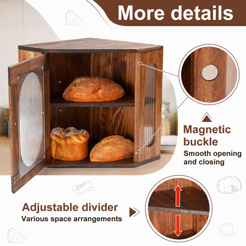 Sunhoo wooden farmhouse brown bread box adds vintage charm to kitchen