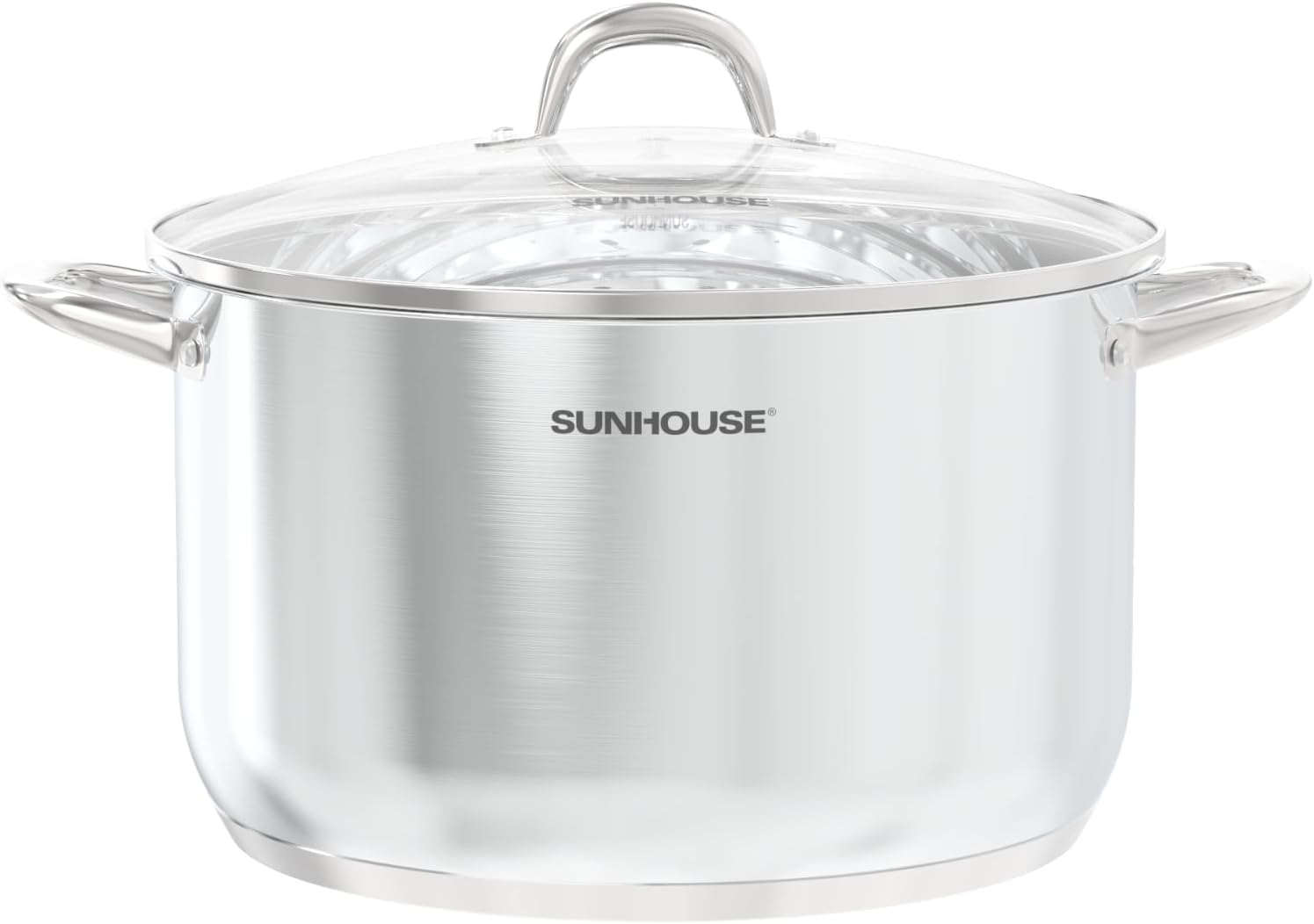Sunhouse 15-quart stock pot with visible lid, ideal for pasta and soups.