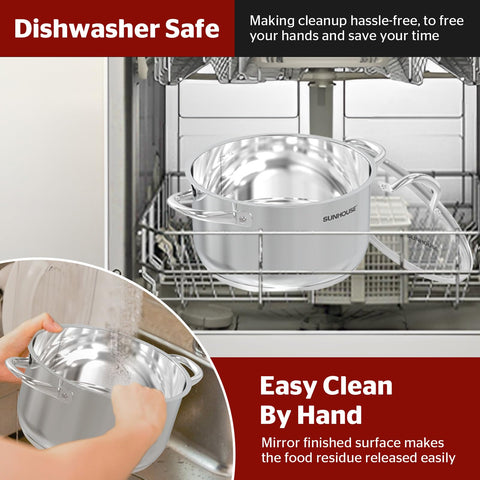 Sunhouse oven-safe stock pot for stove-to-oven finishing of dishes.