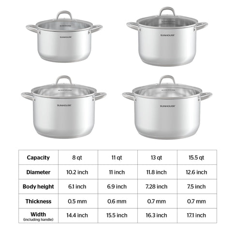 Sunhouse stock pot thick-bottom design promotes steady boiling