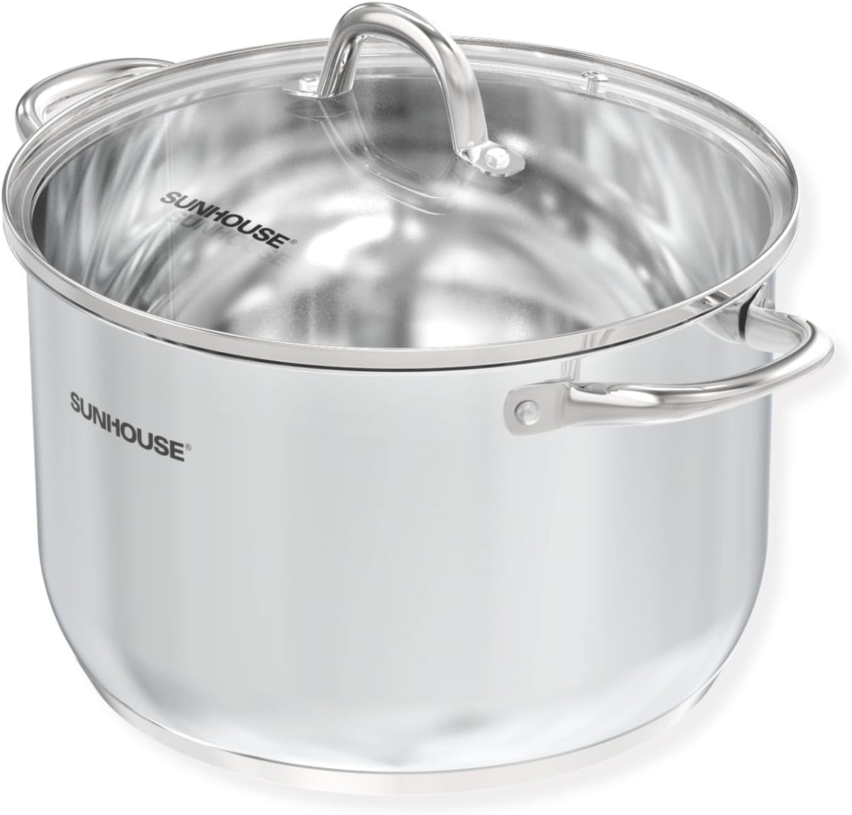 Sunhouse stock pot with visible lid for easy pasta monitoring